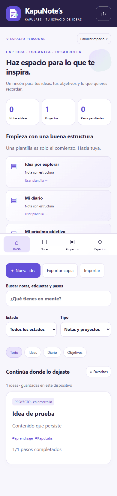 Biblioteca de notas en móvil